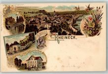 9424 Rheineck Lithographie Drahtseilbahn Brückentunnel Bahnhof Gasthaus Verlag Künzli Nr 700