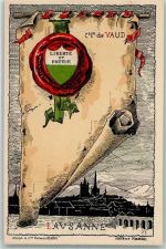 1261 Le Vaud Künstlerkarte Liberte et Patrie Siegel sign