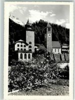 7542 Susch Foto AK Schloss Planta Ref. Kirche