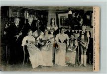 9108 Gonten 1924 Gebrauchsspuren Musikerfamilie Gmünder mit Musikinstrumente , zum "Bären" Hausmusik