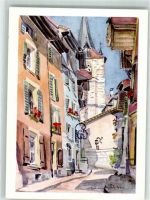 2500 Biel/Bienne Künstlerkarte sign. Lob Stadtansicht