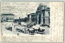 8000 Zürich 1904 Foto AK Hotel Habis Denkmal Pferdestraßenbahn Adelskorrespondenz