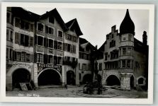 2500 Biel/Bienne 1938 Foto AK Gasthaus Wein und Bier Denkmal Brunnen Der Ring