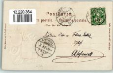 8840 Einsiedeln 1901 Passepartout Prägedruck Kloster Gämse Jagd Wappen Lithographie