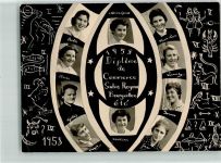 1722 Bourguillon 1958 Fotomontage AK Diplome de Commerce Salve Regina