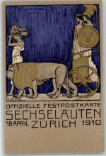 8000 Zürich Künstlerkarte sign Stiefel E. Sechseläuten 1910 Löwen Wagen