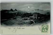Rochers de Naye 1904 Mondschein Bahnhof Hotel Breifmarke Bildseite