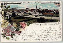 1530 Payerne 1898 Lithographie Bahnhof Eisenbahn Rosen