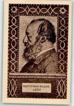 Zürich Bundesfeier Portrait Gottfried Keller 1889 Ort lt. Stempel Bundesfeier Ganzsachen Schweiz 1919 Künstlerkarte