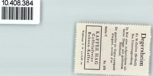 9113 Degersheim - Vignette Wappen Kaffee Hag ca 1920-1940 Dogge