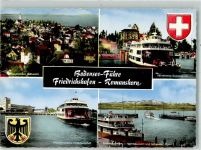 8590 Romanshorn 1963 Foto AK Auto - Fähre Hafen Friedrichshafen
