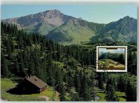 9494 Schaan Foto AK Maler Hans Gantner Stegerhütten Nafkopf Saas Jagdhaus Rotes Haus Ort lt. Stempel