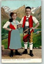 1909 - mit echter Stoff Applikation Kinder Prägedruck WFB 245