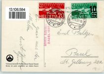 Fahrbares Automobil Postbureau und Stempel AK Postkutsche Schweiz 1937