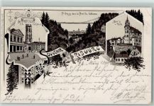 1700 Fribourg Freiburg 1899 Gebrauchsspuren Eglise Notre Dame et la Cathedrale Pont du Gotteron Hotel de Ville Lithographie