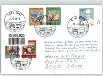 Sins Reussegg Gasthaus Kreuz Schild Phila Schweiz 1998 Ganzsache