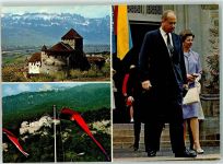 9490 Vaduz - Schloss Rheintal Kreuzberge Alpspitz 1943 m Fürst Franz Josef Fürstin Gina Adel Fahne Rot Blau