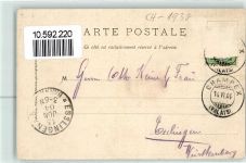 Champex 1904 Gebrauchsspuren Familie in Ruderboot