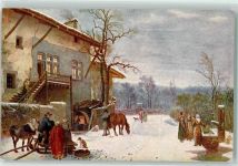 Der Köhler sign. A.-W. Töpffer Nr. 70 Pferde Schlitten Winter Pro Juventute Schweiz 1919 Künstlerkarte