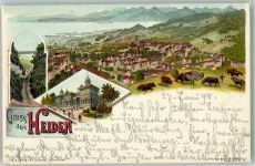 9410 Heiden 1898 Lithographie Bahnhof Wienachten Adelskorrespondenz