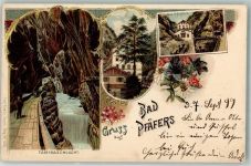 7312 Pfäfers 1899 Lithographie Taminaschlucht