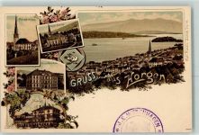 8810 Horgen Lithographie Protest. Kirche Kath. Kirche Sekundarschule Meierhof