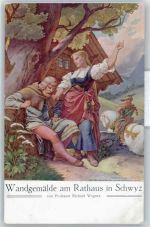 6430 Schwyz Künstlerkarte Rathaus Wandgemälde