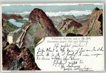 Pilatus Kulm 1901 Lithographie / Künstlerkarte Panorama gegen Süd und Südwest Schweizer Künstler-Postkarten Serie Vierwaldstättersee