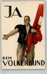 Lithographie Ja, dem Beitritt derr Schweiz zum Völkerbund Volksabstimmung 1920