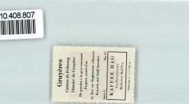 1663 Gruyères - Vignette Wappen Kaffee Hag ca 1920-1940 Kranich