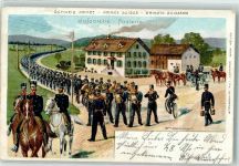 Schaffhausen Sciaffusa Schweizer Armee Infanterie auf dem Marsch sign. W.Stückelberger Militär Schweiz Gebrauchsspuren
