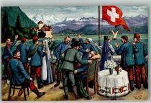 sign. Kurt Bieser Rotes Kreuz Verwundete Krankenschwester Propaganda WK I Militär Schweiz 1916 Künstlerkarte