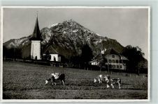 3703 Aeschi b. Spiez Gebrauchsspuren Kirche Niesen
