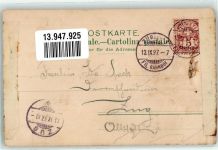 Edelweiss Gruss aus Lithographie Tracht Schweiz 1897 Gebrauchsspuren