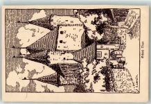 3600 Thun Künstlerkarte Schloss sign. E Lenzin