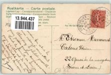 1906 Prägedruck Junge mit einer Tröte mit echter Stoff Applikation AE 185