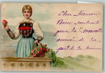 Frau Korb Rosen Tracht Schweiz 1900