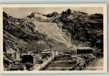 Furka 1932 Foto AK Hotel Furkastrasse Rhonegletscher
