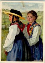 8156 Oberhasli 1924 Lithographie Tracht sign. Hodel Pro Juventute