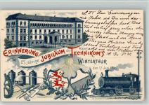 8400 Winterthur 1899 BOAKC Lithographie 25 jähriges Jubiläum des Technikums 17. Juni 1899 Dampflokomotive