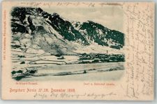 6780 Airolo 1899 Winterlithographie Gotthardtunnel Bahnhof Bergsturz 1898