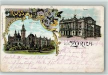 Gebrauchsspuren Gruss aus - Litho - Tonhalle, Theater