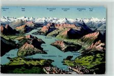 6440 Vierwaldstättersee - Landkarte Vogelschau Buochs Kriens