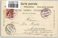 9050 Appenzell 1898 Lithographie Trachten Wanderer Glockenblume Ort lt. Stempel