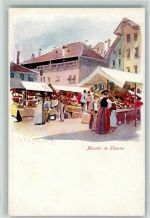 3600 Thun Künstlerkarte Marché Markt Marktszene sign