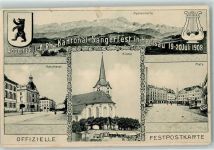 9100 Herisau 1908 Gebrauchsspuren Appenzell Kantonal-Sängerfest Alpsteinkette Poststrasse Kirche Platz