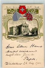 8400 Winterthur 1902 Lithographie / Prägedruck Stadthaus Passepartout