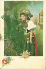 AK mit gepresstem Edelweiß mit echten Blumen