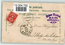 Appenzeller Land - Trachten, Berghütte, Liebespaar Tracht Schweiz 1899 Lithographie