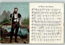 Pfeifenraucher Le Ranzdes Vaches Tracht Schweiz Lieder AK